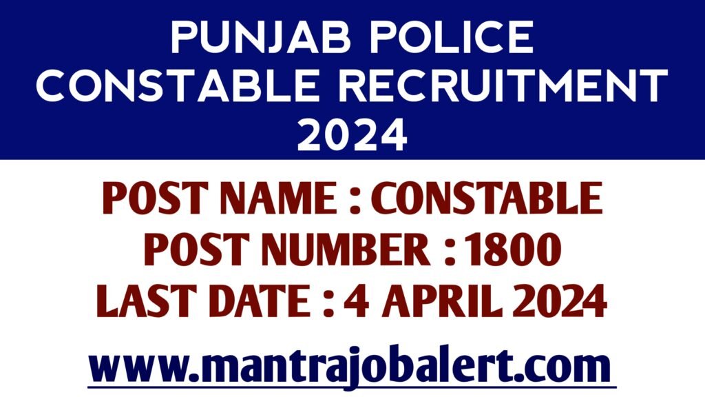 Punjab Police Constable Recruitment 2024 